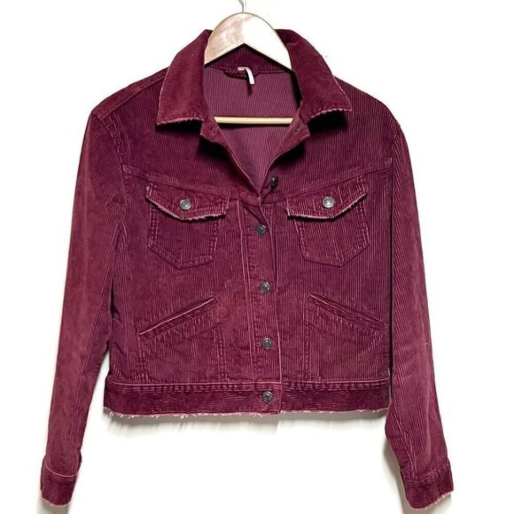 NWOT Free People Nelson Plum Corduroy Trucker Jacket Womens XS